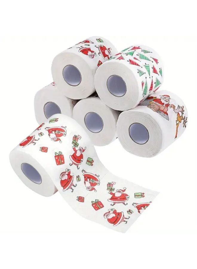 Christmas Toilet Paper Santa Claus Holiday Design Random Pattern Bathroom Tissue - Image 1